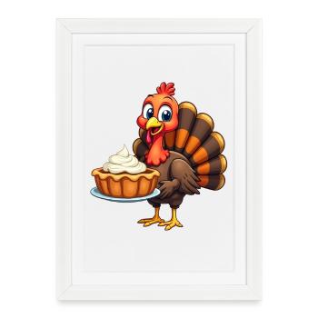 Thanksgiving Drôle Dinde de Thanksgiving - Affiche encadrée (27 × 37 cm) - blanc - Devant
