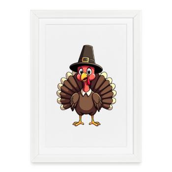 Thanksgiving Drôle Dinde de Thanksgiving - Affiche encadrée (27 × 37 cm) - blanc - Devant
