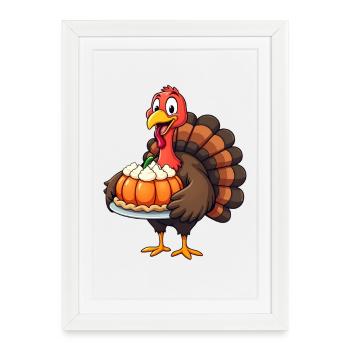 Thanksgiving Drôle Dinde de Thanksgiving - Affiche encadrée (27 × 37 cm) - blanc - Devant