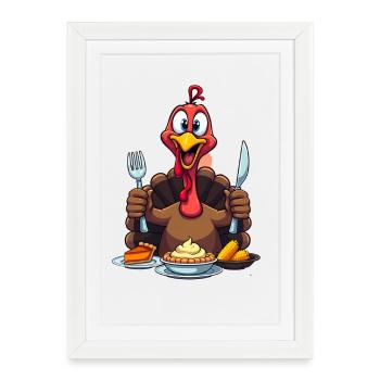 Thanksgiving Drôle Dinde de Thanksgiving - Affiche encadrée (27 × 37 cm) - blanc - Devant