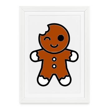Funny bitten gingerbread man christmas - Framed poster (27 × 37 cm) - white - Front