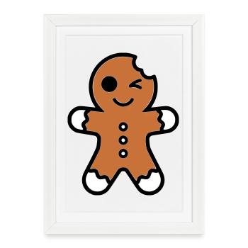 Funny bitten gingerbread man christmas - Framed poster (27 × 37 cm) - white - Front