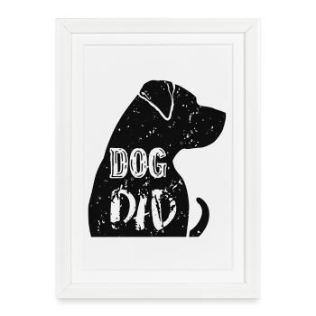 Silhouette de papa chien avec texte - Affiche encadrée (27 × 37 cm) - blanc - Devant