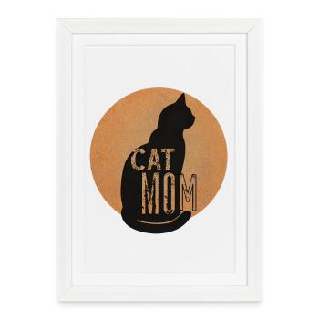 Cat mom silhouette in vintage style - Framed poster (27 × 37 cm) - white - Front