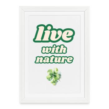 Vivre avec Nature Clover Design - Affiche encadrée (27 × 37 cm) - blanc - Devant