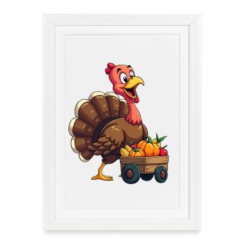 Thanksgiving Drôle Dinde de Thanksgiving - Affiche encadrée (27 × 37 cm) - blanc - Devant