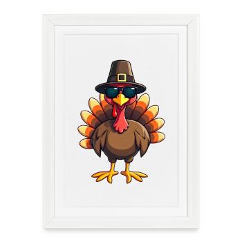 Thanksgiving Drôle Dinde de Thanksgiving - Affiche encadrée (27 × 37 cm) - blanc - Devant