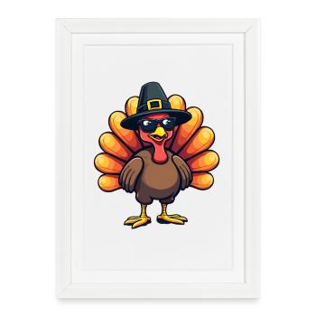 Thanksgiving Drôle Dinde de Thanksgiving - Affiche encadrée (27 × 37 cm) - blanc - Devant