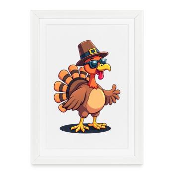 Thanksgiving Drôle Dinde de Thanksgiving - Affiche encadrée (27 × 37 cm) - blanc - Devant