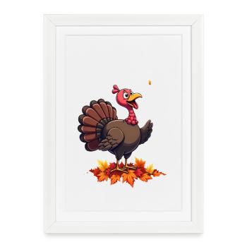 Thanksgiving Drôle Dinde de Thanksgiving - Affiche encadrée (27 × 37 cm) - blanc - Devant
