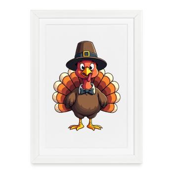 Thanksgiving Drôle Dinde de Thanksgiving - Affiche encadrée (27 × 37 cm) - blanc - Devant