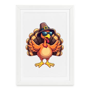 Thanksgiving Drôle Dinde de Thanksgiving - Affiche encadrée (27 × 37 cm) - blanc - Devant