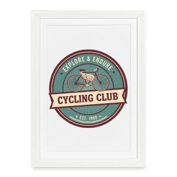 Cycling Club Vintage : Explorer & Persévérer - Affiche encadrée (27 × 37 cm) - blanc - Devant