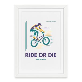 Ride or Die – Maillot BMX Street Division - Affiche encadrée (27 × 37 cm) - blanc - Devant