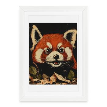 Panda rouge dans la Forêt d’Automne - Affiche encadrée (27 × 37 cm) - blanc - Devant