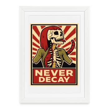 Punk Squelette Never Decay - Affiche encadrée (27 × 37 cm) - blanc - Devant