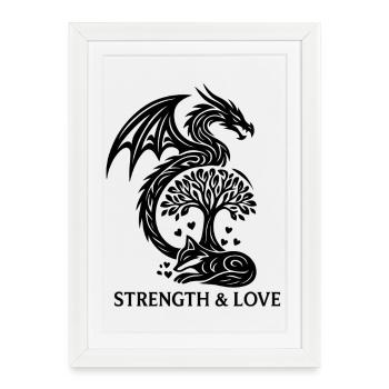 Dragon & Fox - Framed poster (27 × 37 cm) - white - Front