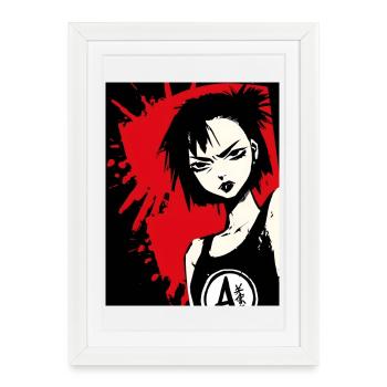 Comic Heroine Punk in Red-Black Contrast - Framed poster (27 × 37 cm) - white - Front