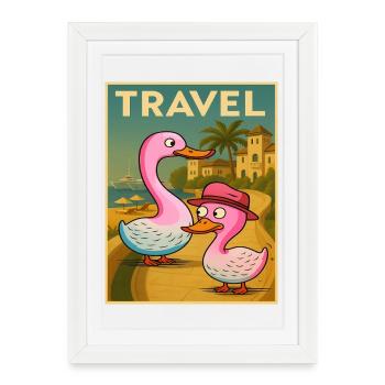 Affiche de voyage Canards et Oies - Affiche encadrée (27 × 37 cm) - blanc - Devant
