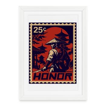 Red Samurai Stamp of Honor - Framed poster (27 × 37 cm) - white - Front