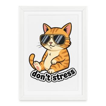 Dont Stress Cat - Framed poster (27 × 37 cm) - white - Front