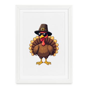 Thanksgiving Drôle Dinde de Thanksgiving - Affiche encadrée (27 × 37 cm) - blanc - Devant