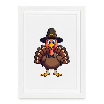 Thanksgiving Drôle Dinde de Thanksgiving - Affiche encadrée (27 × 37 cm) - blanc - Devant