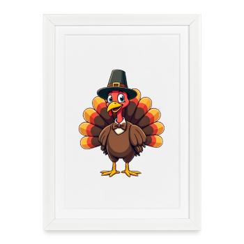 Thanksgiving Drôle Dinde de Thanksgiving - Affiche encadrée (27 × 37 cm) - blanc - Devant