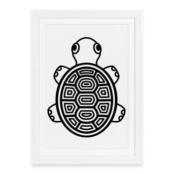 Cute Baby Turtle – Comic Reptile for the Heart - Framed poster (27 × 37 cm) - white - Front