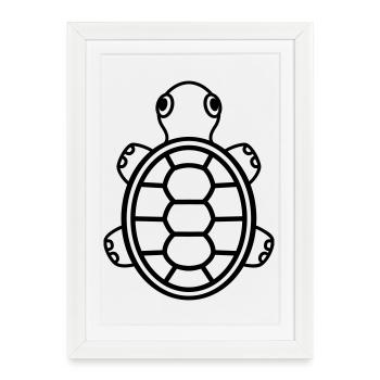 Cute Baby Turtle – Comic Reptile for the Heart - Framed poster (27 × 37 cm) - white - Front
