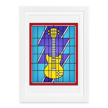 Stained Glass Yellow Electric Guitar - Framed poster (27 × 37 cm) - white - Front