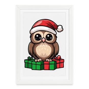 Cadeaux de Noël pour Hibou - Affiche encadrée (27 × 37 cm) - blanc - Devant