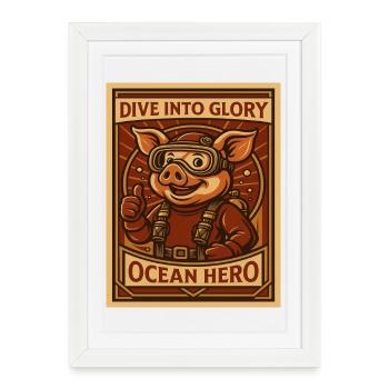 Ocean Pig Diver - Framed poster (27 × 37 cm) - white - Front