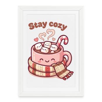 Tasse de cacao Stay Cozy - Affiche encadrée (27 × 37 cm) - blanc - Devant
