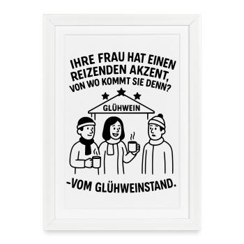 Drôle de Noël au marché de Noël - Affiche encadrée (27 × 37 cm) - blanc - Devant