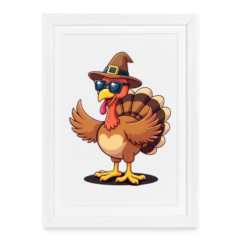 Thanksgiving Drôle Dinde de Thanksgiving - Affiche encadrée (27 × 37 cm) - blanc - Devant