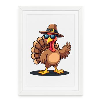 Thanksgiving Drôle Dinde de Thanksgiving - Affiche encadrée (27 × 37 cm) - blanc - Devant
