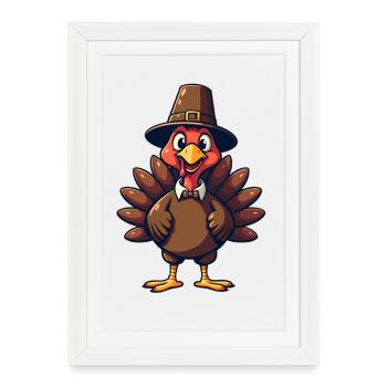 Thanksgiving Drôle Dinde de Thanksgiving - Affiche encadrée (27 × 37 cm) - blanc - Devant