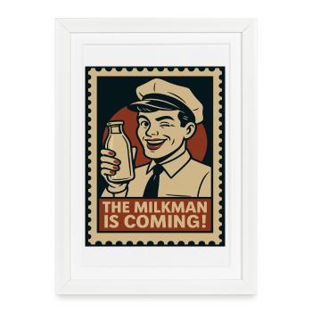 Le laitier arrive ! - Affiche encadrée (27 × 37 cm) - blanc - Devant
