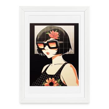Style lunettes de soleil rétro Blossom - Affiche encadrée (27 × 37 cm) - blanc - Devant