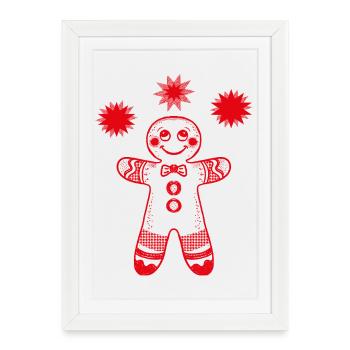 Gingerbread Man with Stars - Framed poster (27 × 37 cm) - white - Front