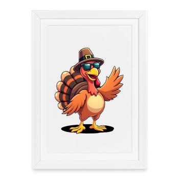 Thanksgiving Drôle Dinde de Thanksgiving - Affiche encadrée (27 × 37 cm) - blanc - Devant