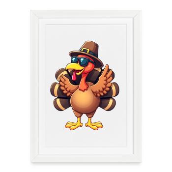 Thanksgiving Drôle Dinde de Thanksgiving - Affiche encadrée (27 × 37 cm) - blanc - Devant