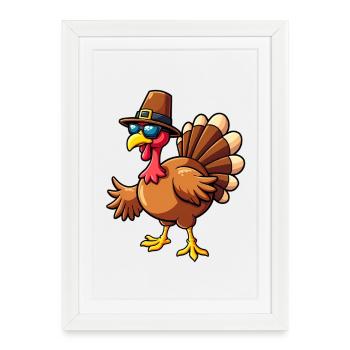 Thanksgiving Drôle Dinde de Thanksgiving - Affiche encadrée (27 × 37 cm) - blanc - Devant
