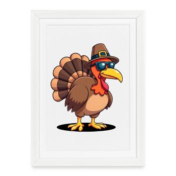 Thanksgiving Drôle Dinde de Thanksgiving - Affiche encadrée (27 × 37 cm) - blanc - Devant