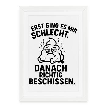 gueule de bois, mauvaise humeur, mal de tête - Affiche encadrée (27 × 37 cm) - blanc - Devant