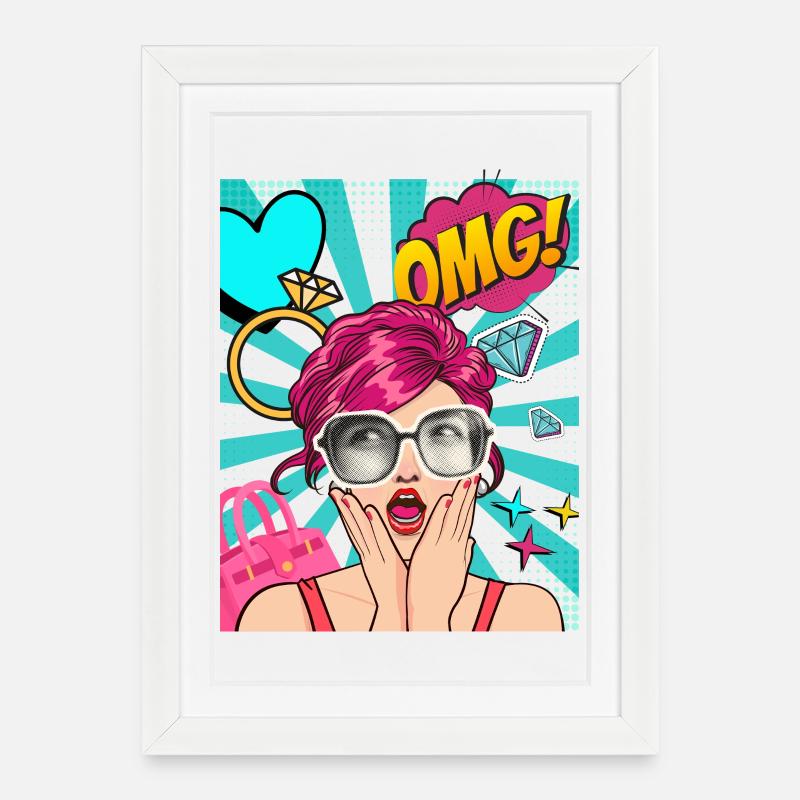 OMG_Pop_Art - Affiche encadrée (27 × 37 cm) - blanc