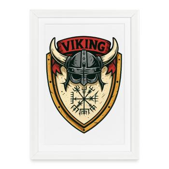 Viking Shield Helmet Emblem - Framed poster (27 × 37 cm) - white - Front