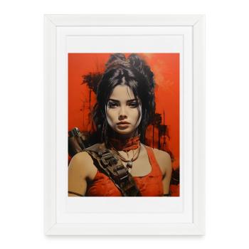 Guerrier en Rouge Flamme - Affiche encadrée (27 × 37 cm) - blanc - Devant