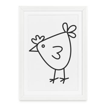 Happy Chicken Cartoon - Framed poster (27 × 37 cm) - white - Front